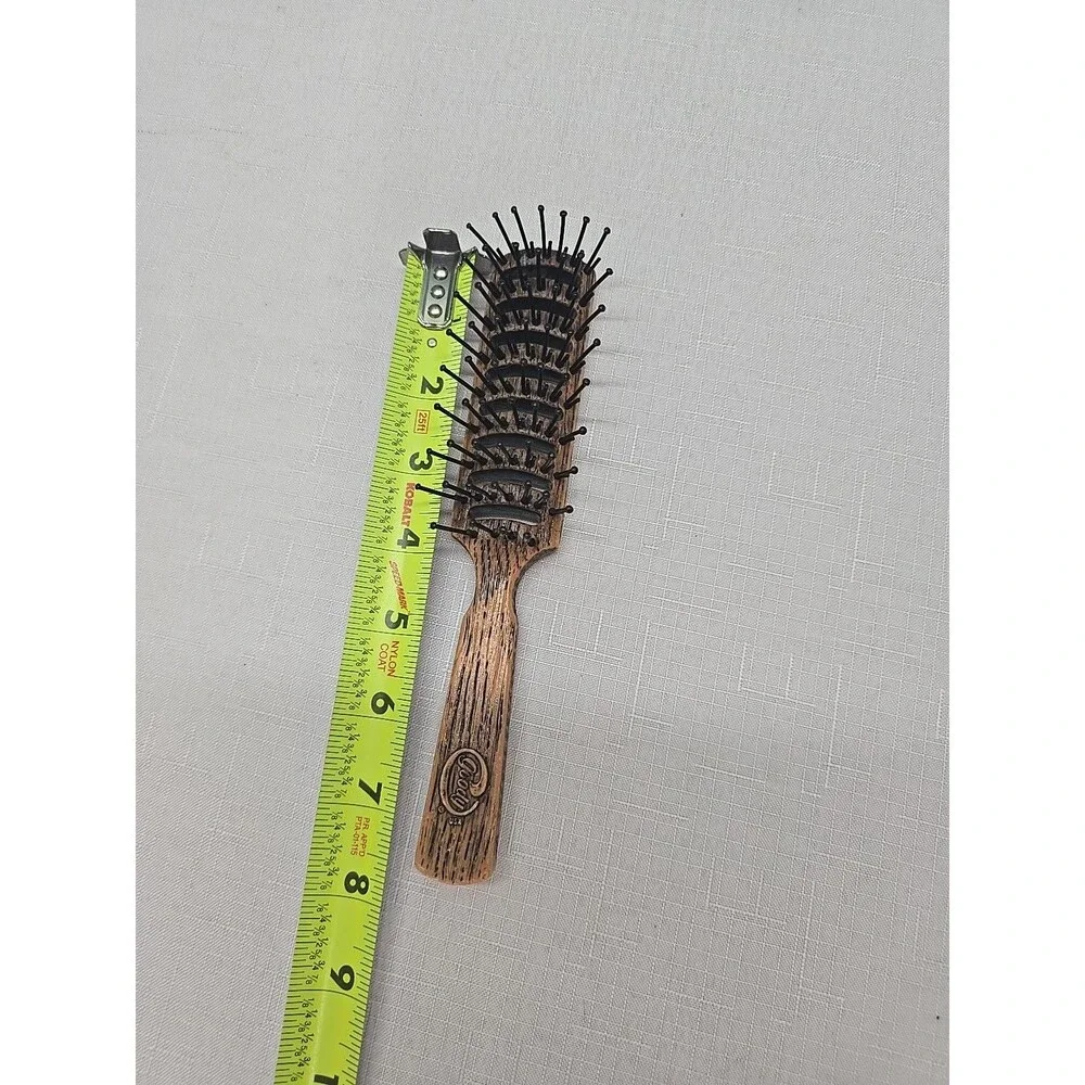 Vintage Goody Nylon Bristles Smoothing Hair Brush Brown Faux Wood Grain 7.75”